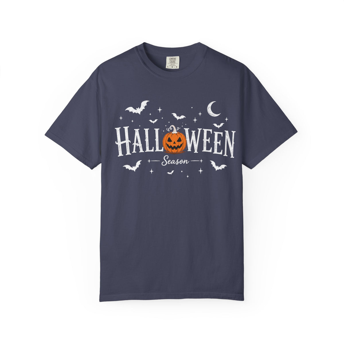 Halloween Season T-Shirt — Jack-o'-Lantern & Bats Orange Tee