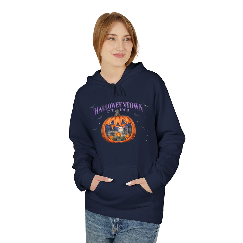 Halloweentown Pumpkin Hoodie — Retro Halloween Sweater with Spooky Village Design