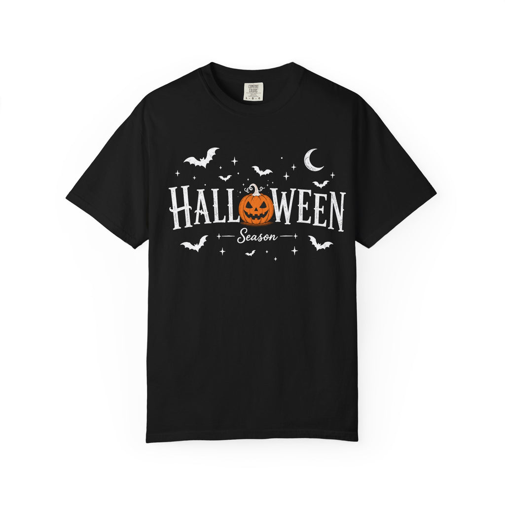 Halloween Season T-Shirt — Jack-o'-Lantern & Bats Orange Tee