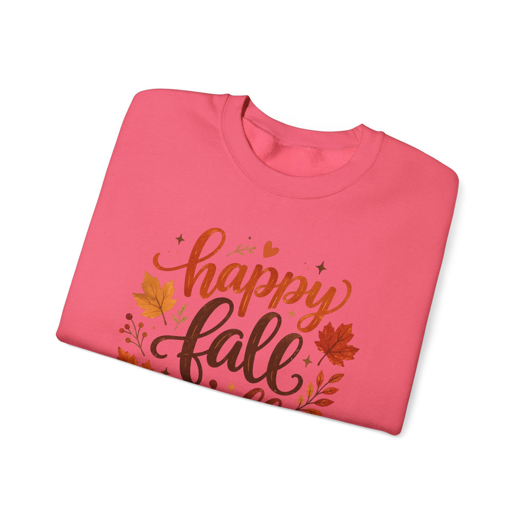 Happy Fall Y'all Crewneck Sweatshirt — Autumn Leaves Cozy Pullover