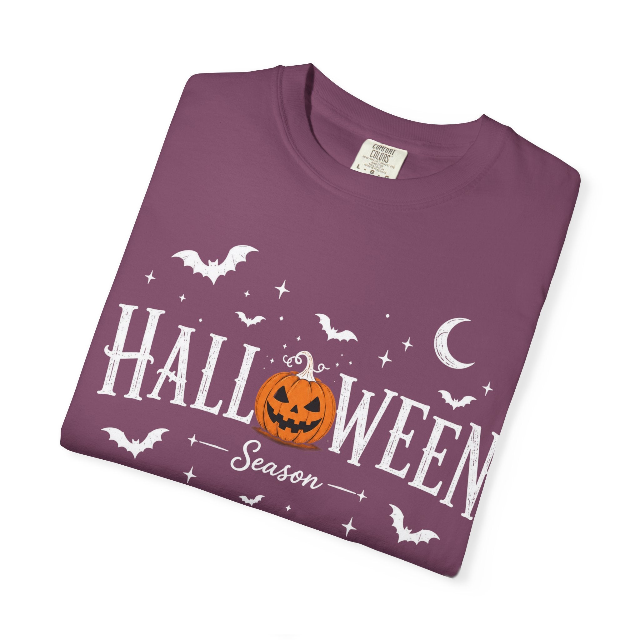 Halloween Season T-Shirt — Jack-o'-Lantern & Bats Orange Tee