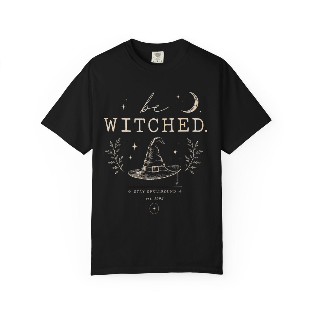 Be Witched Witch Hat T-Shirt — Feminine Moon & Spell Illustration