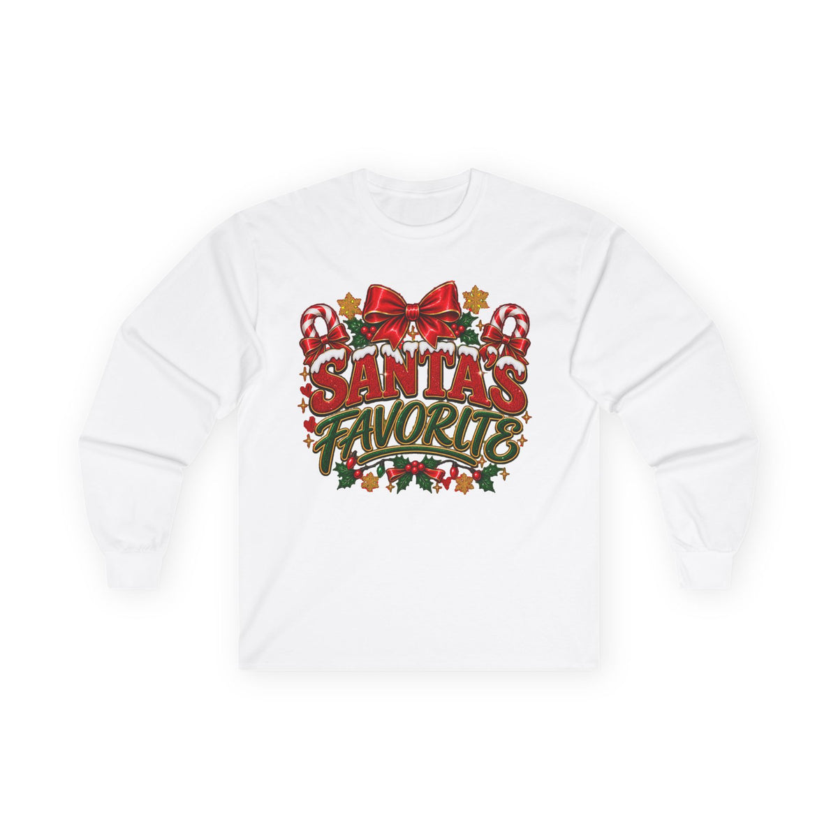 Santa's Favorite Long Sleeve Tee — Festive Christmas Holiday Shirt
