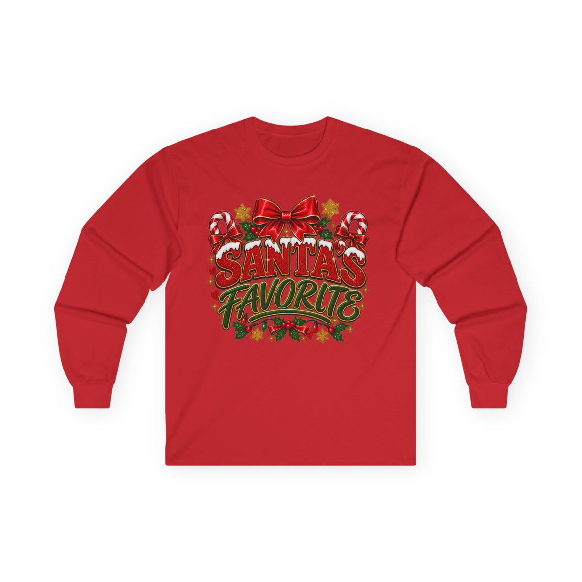 Santa's Favorite Long Sleeve Tee — Festive Christmas Holiday Shirt