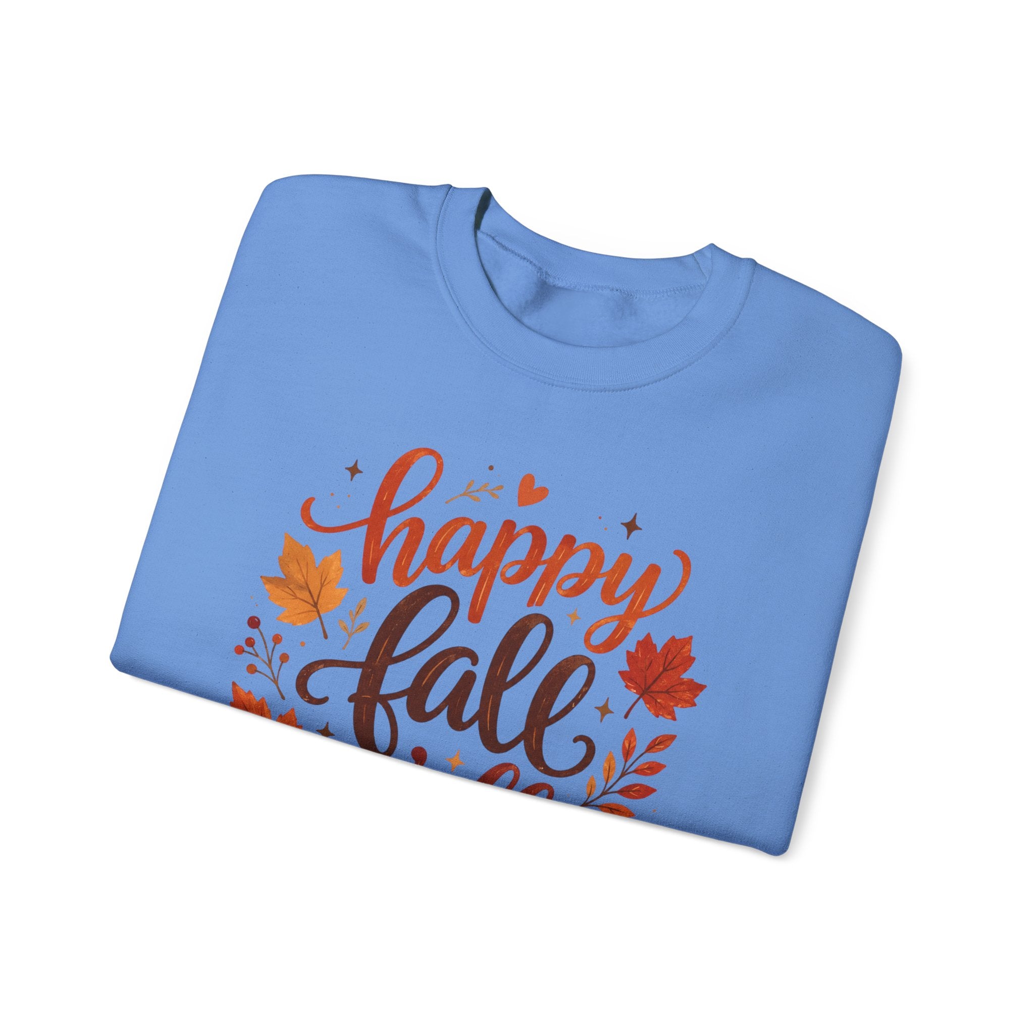 Happy Fall Y'all Crewneck Sweatshirt — Autumn Leaves Cozy Pullover