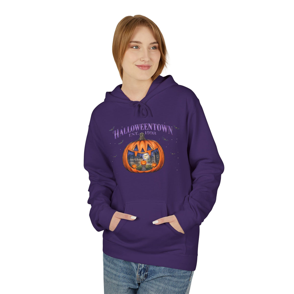 Halloweentown Pumpkin Hoodie — Retro Halloween Sweater with Spooky Village Design
