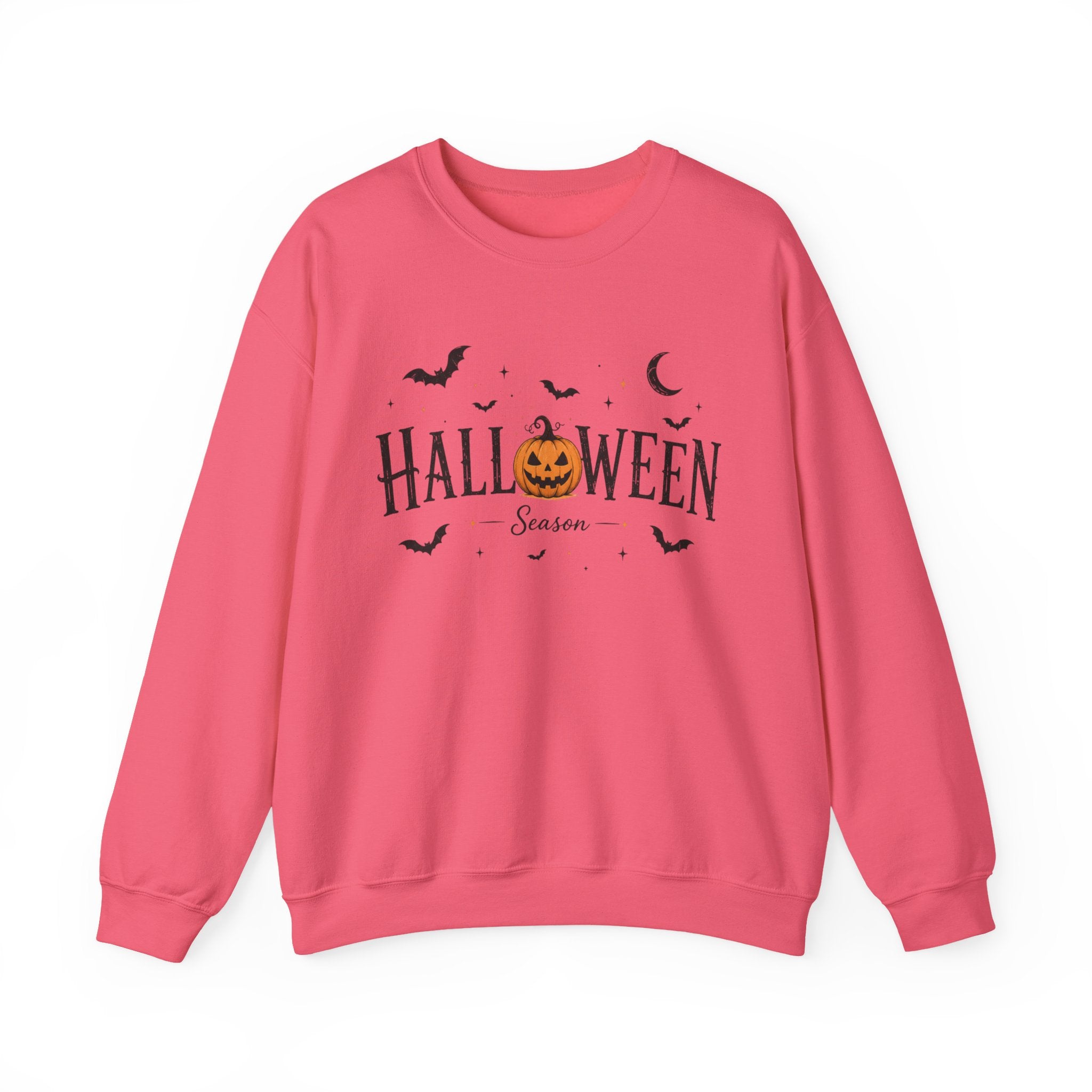 Halloween Season Crewneck Sweatshirt — Pumpkin Jack-O'-Lantern & Bats
