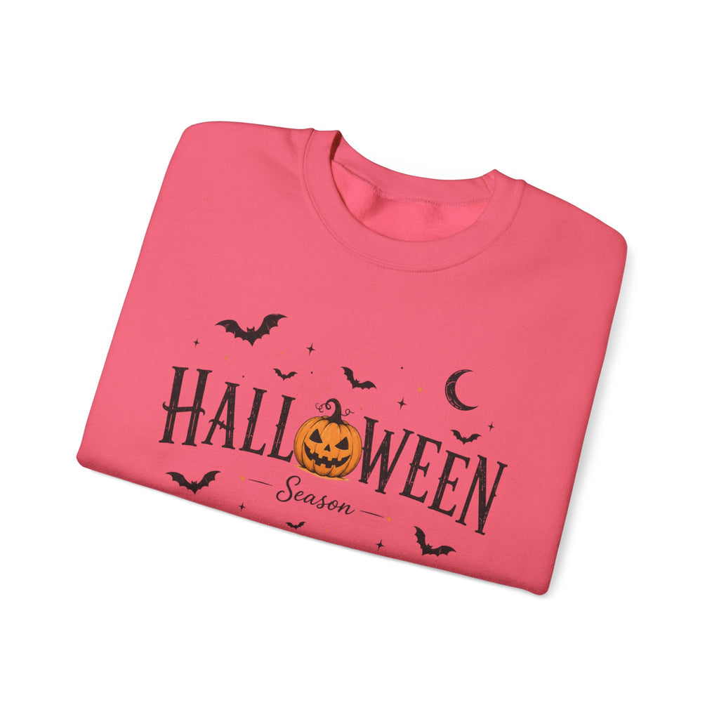Halloween Season Crewneck Sweatshirt — Pumpkin Jack-O'-Lantern & Bats