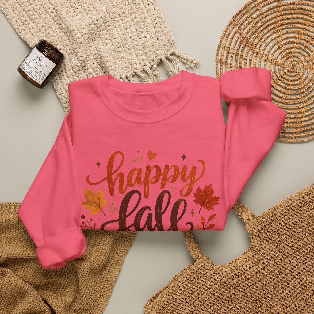 Happy Fall Y'all Crewneck Sweatshirt — Autumn Leaves Cozy Pullover