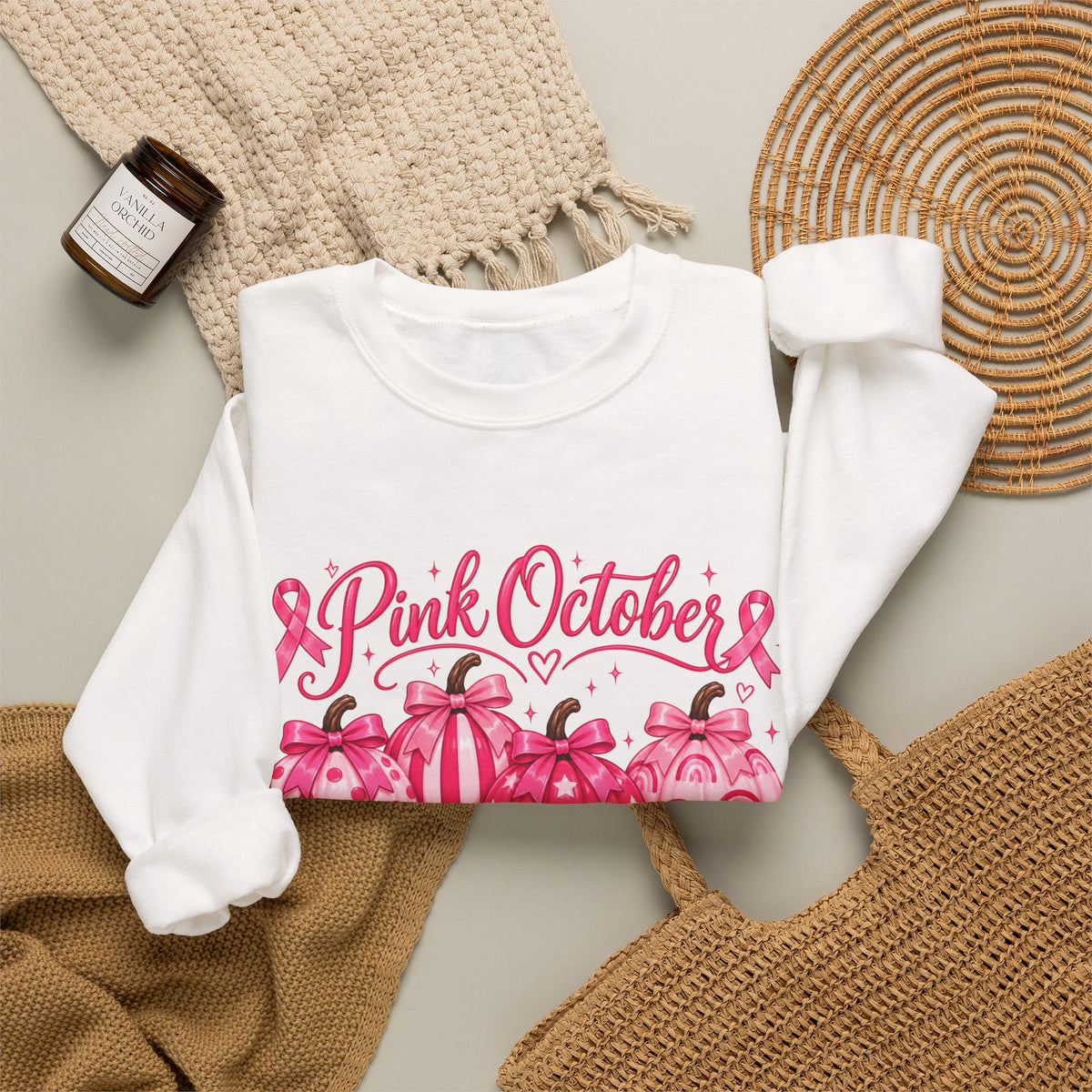 Pink October Pumpkin Sweatshirt — Breast Cancer Awareness Crewneck