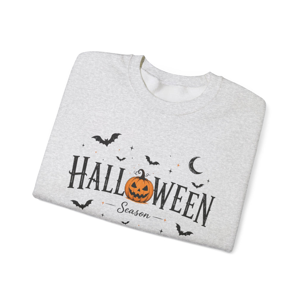 Halloween Season Crewneck Sweatshirt — Pumpkin Jack-O'-Lantern & Bats