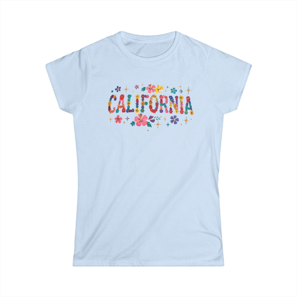 Women's Floral California Tee — Softstyle Short Sleeve Cotton Shirt