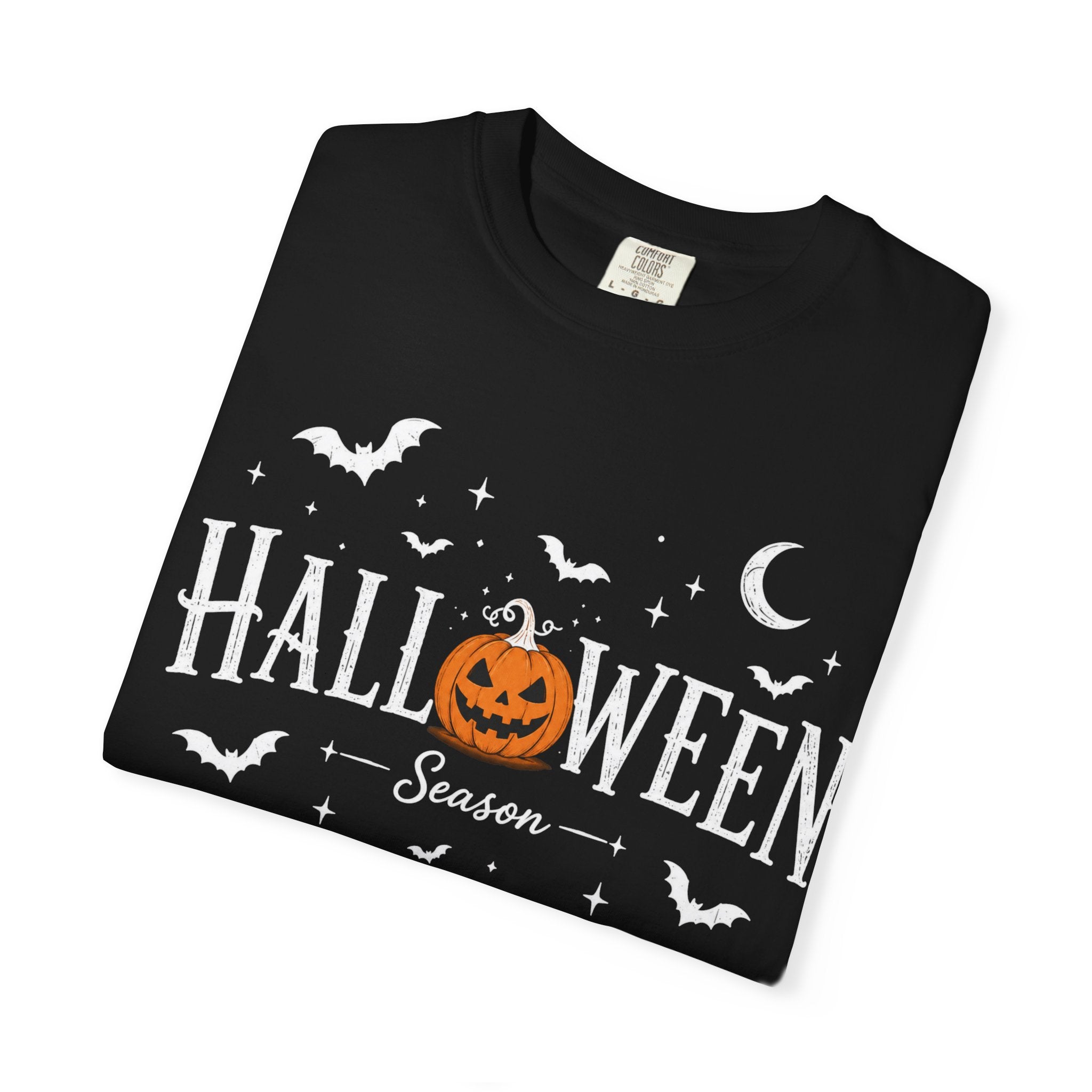 Halloween Season T-Shirt — Jack-o'-Lantern & Bats Orange Tee