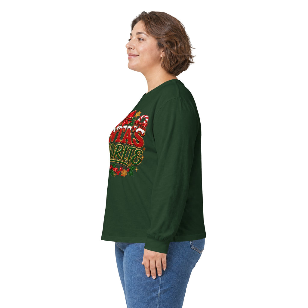 Santa's Favorite Long Sleeve Tee — Festive Christmas Holiday Shirt