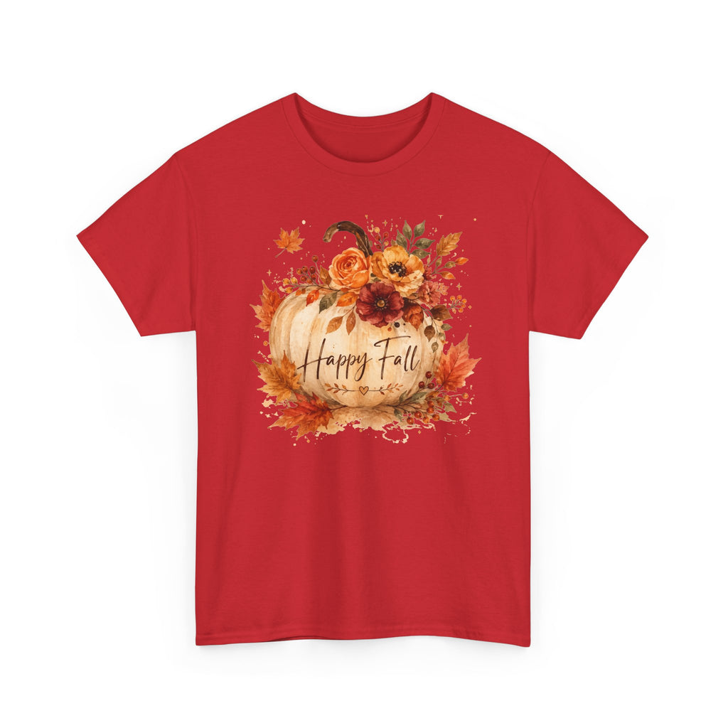 Happy Fall Pumpkin Tee — Autumn Floral Harvest T-Shirt