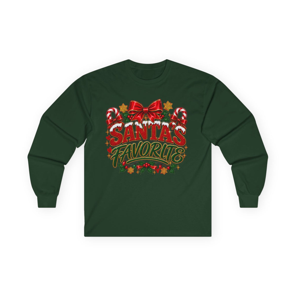 Santa's Favorite Long Sleeve Tee — Festive Christmas Holiday Shirt