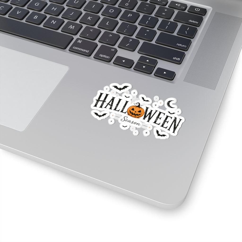 Halloween Season Kiss-Cut Sticker — Pumpkin & Bats Decorative Decal