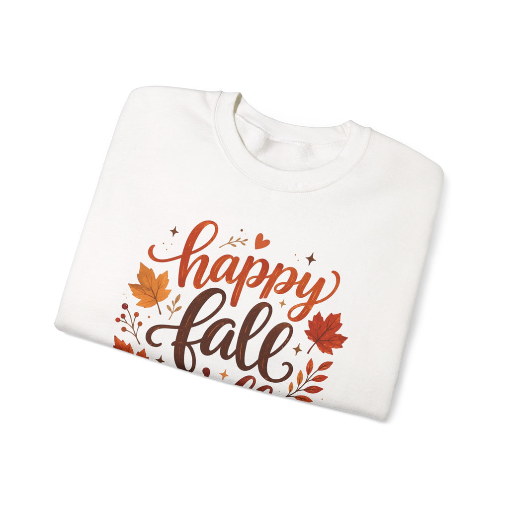 Happy Fall Y'all Crewneck Sweatshirt — Autumn Leaves Cozy Pullover
