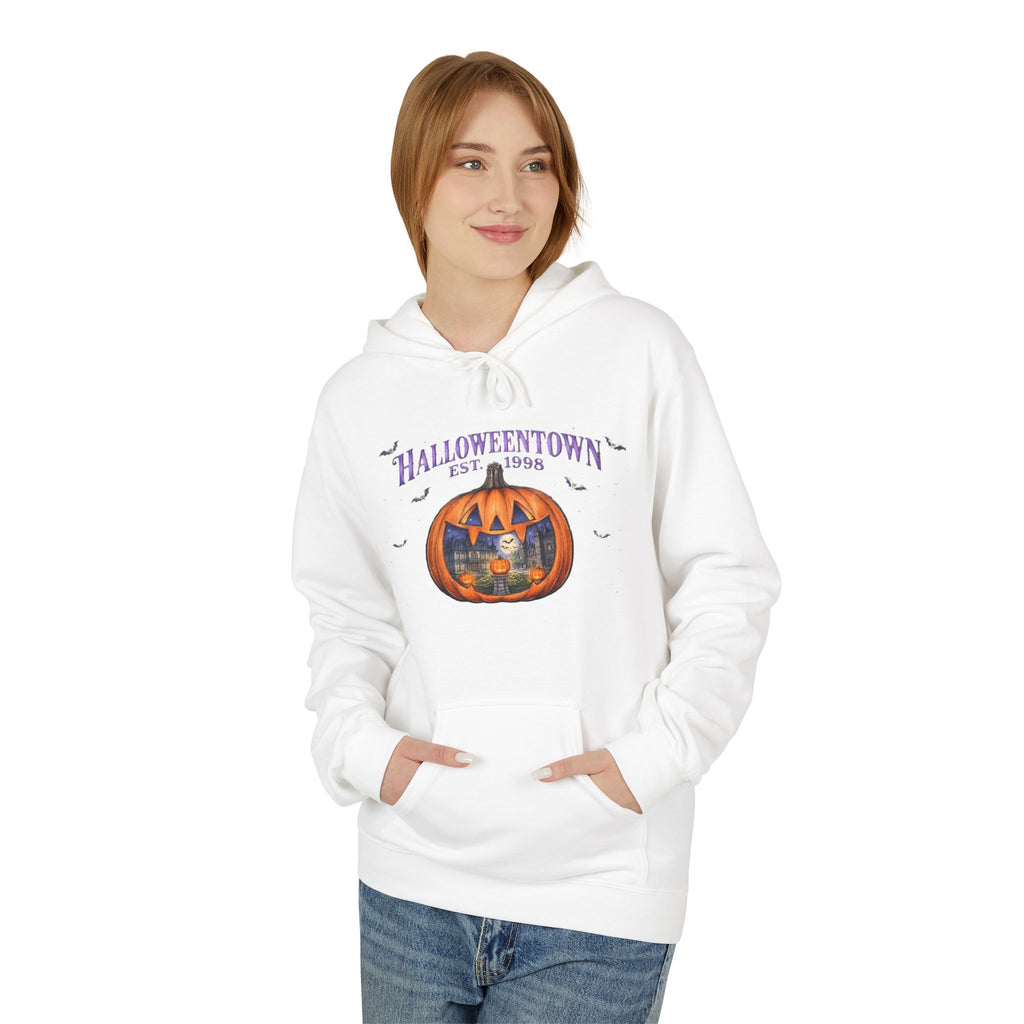 Halloweentown Pumpkin Hoodie — Retro Halloween Sweater with Spooky Village Design