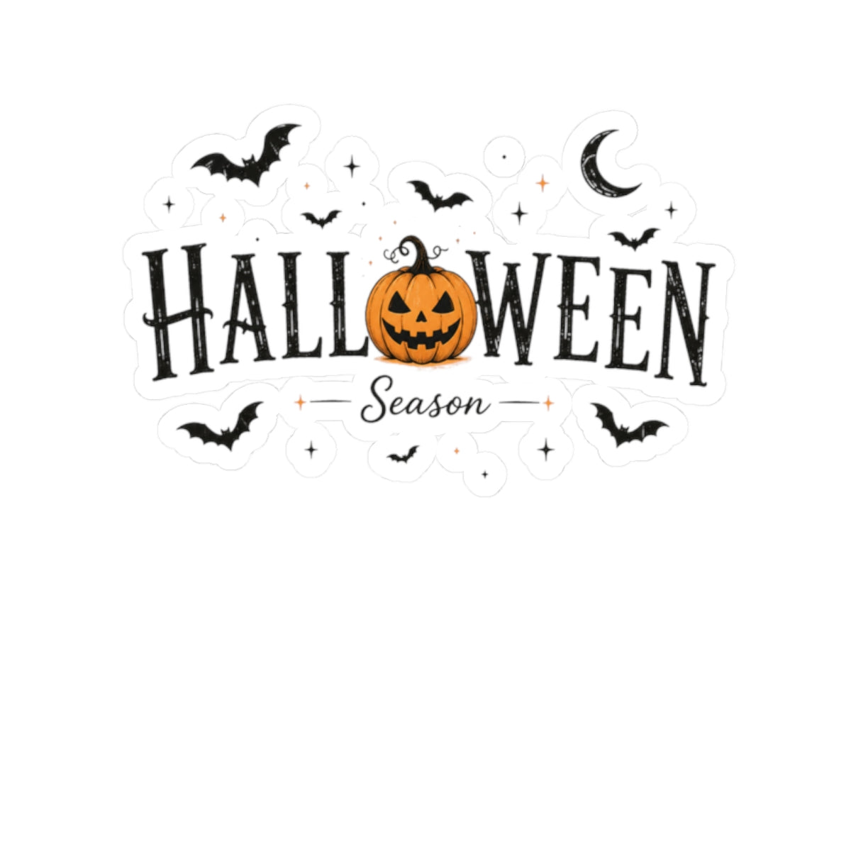 Halloween Season Kiss-Cut Sticker — Pumpkin & Bats Decorative Decal