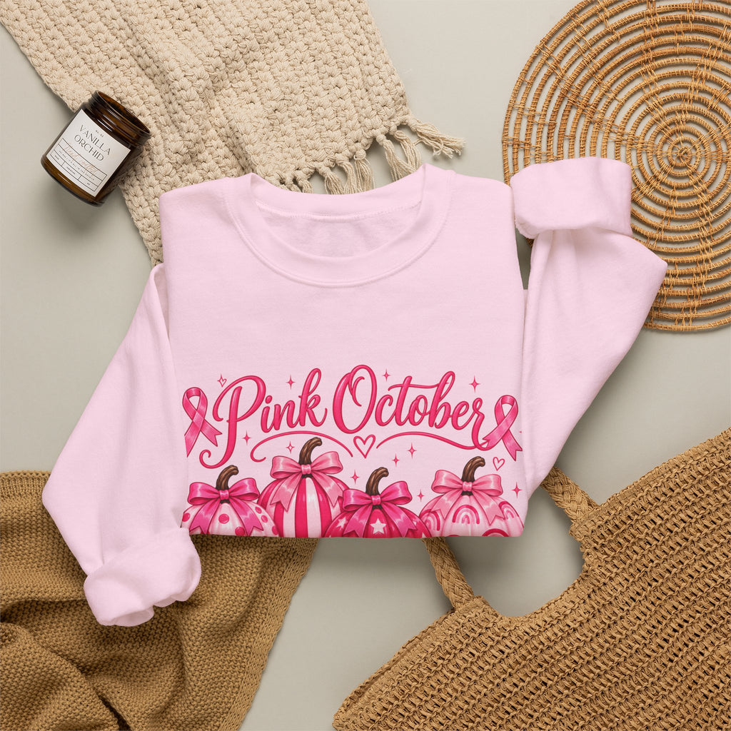 Pink October Pumpkin Sweatshirt — Breast Cancer Awareness Crewneck