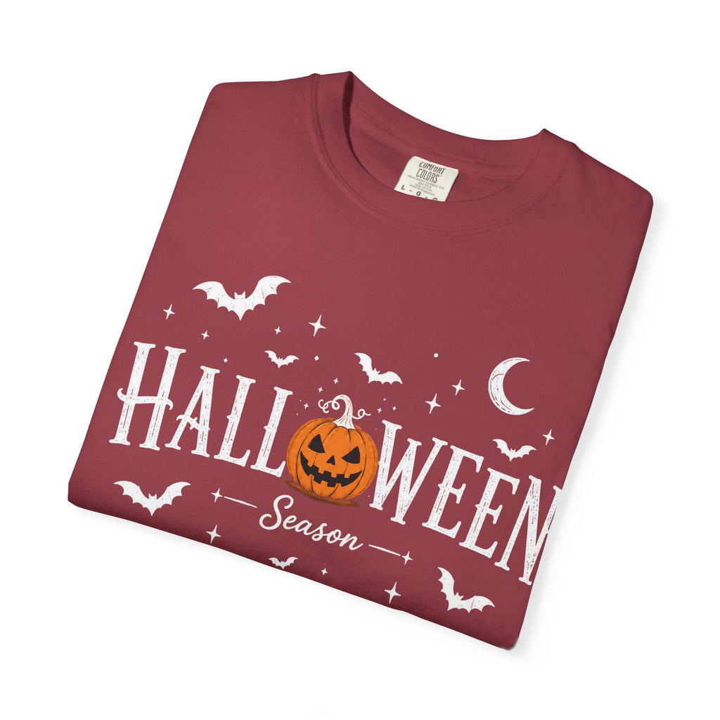 Halloween Season T-Shirt — Jack-o'-Lantern & Bats Orange Tee